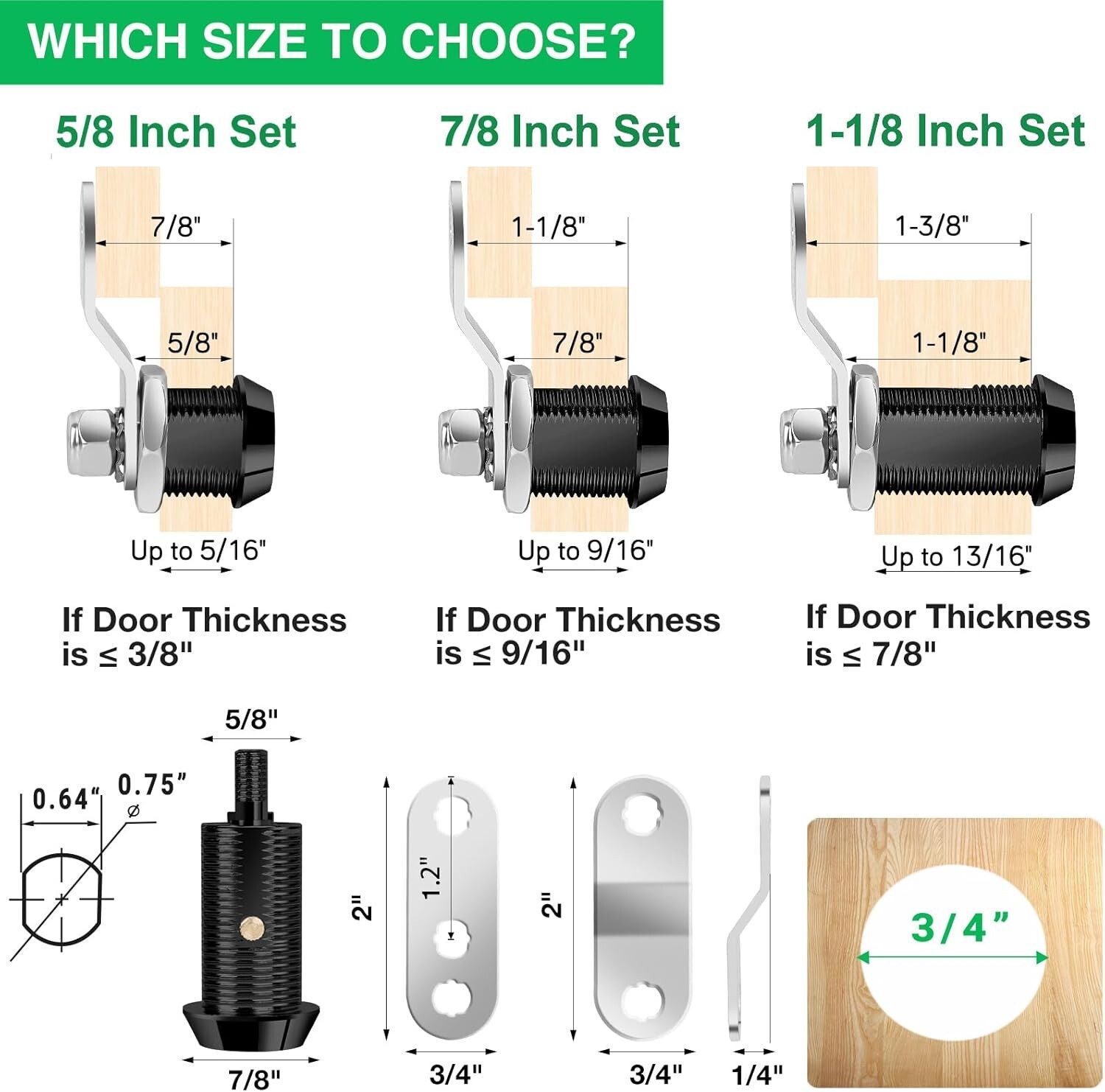 2 Pack Cabinet Lock with Keys 1-1/8″ RV Storage Camper Cabinet Toolbox