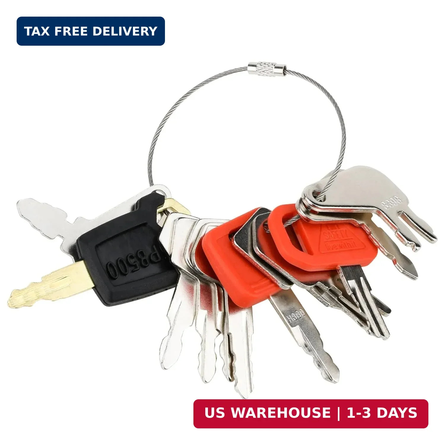 12 Heavy Equipment Keys, Machine Key Master Set for Cat Caterpillar John Deere..