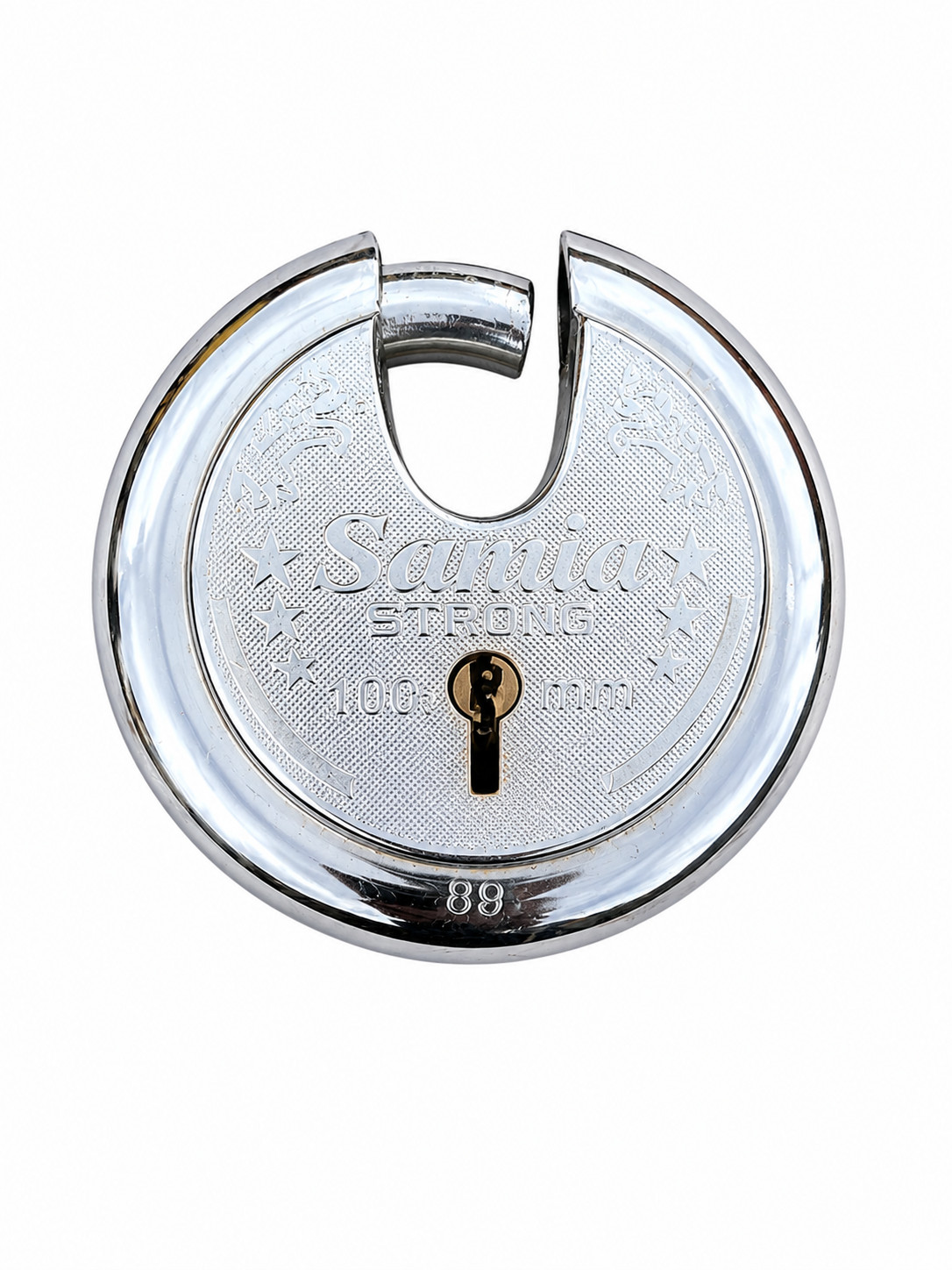 Saalox Strong 100mm Heavy Duty Round Disc Padlock High Security Lock with Keys