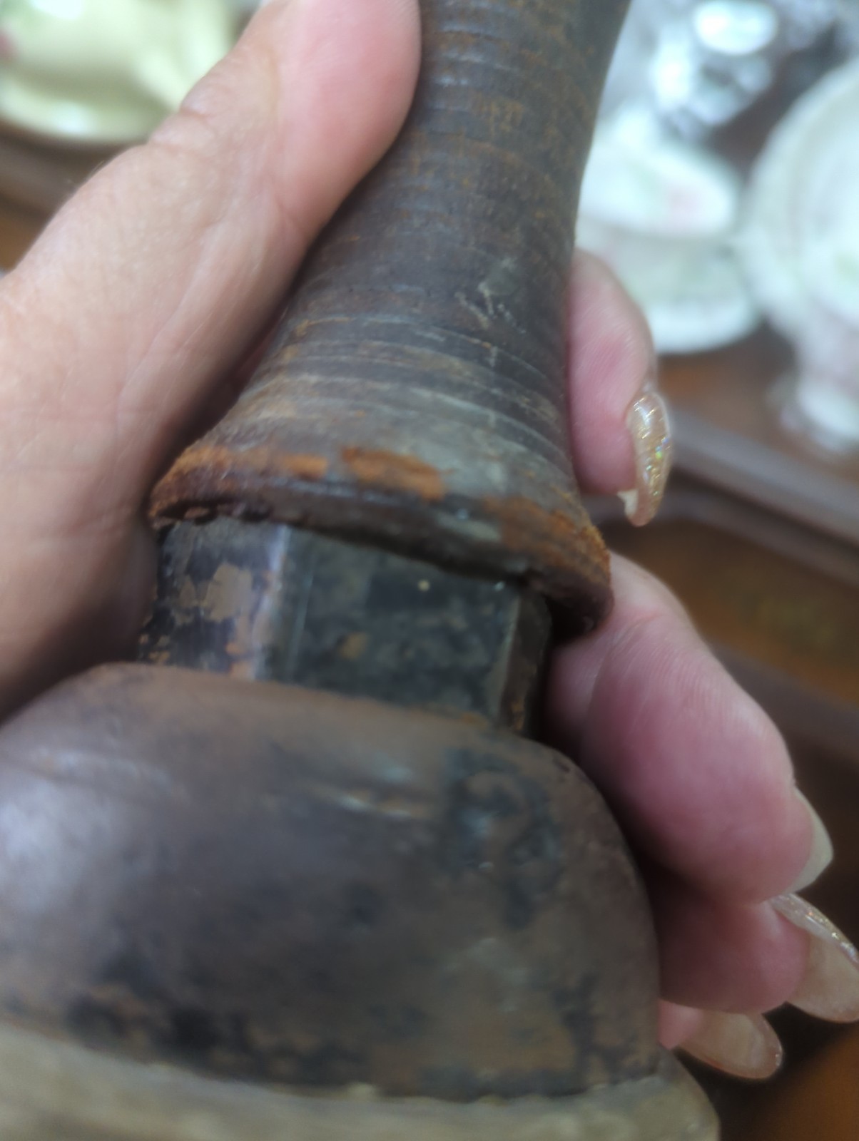 Vintage Cast Iron & Leather Rawhide Maul Wood Carving Mallet Tool Hammer Boston