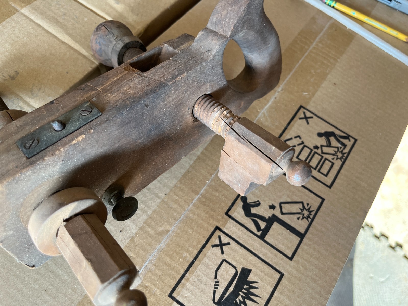 Antique Wooden Screw-Arm Plow Plane