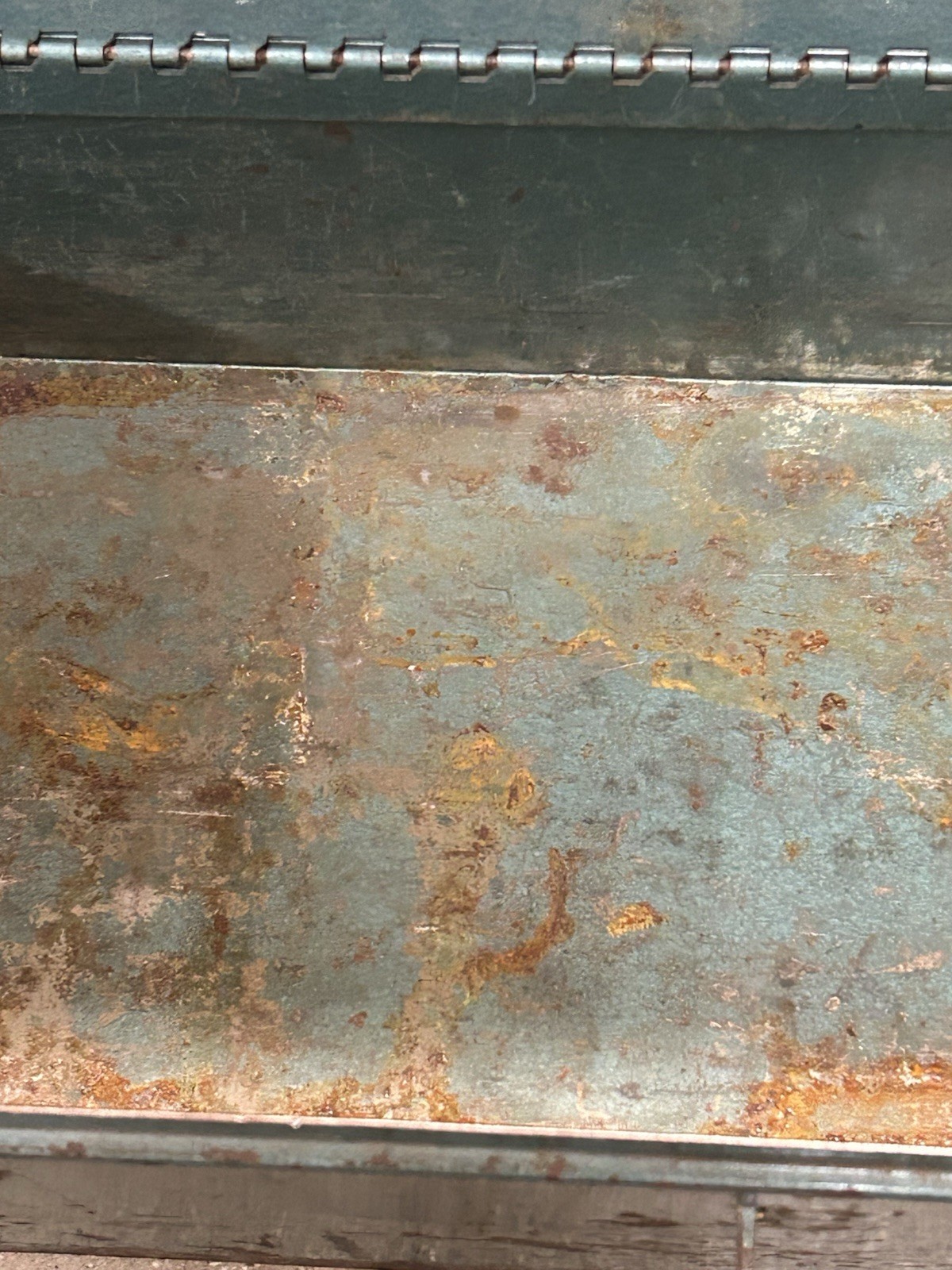 Vintage Waterloo 19.5” Teal Tool Box Heavy Duty Industrial W/ Tray Rusty 60s