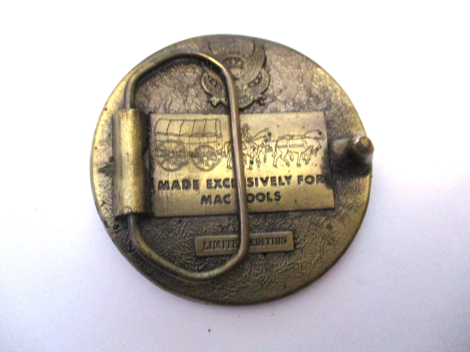 VINTAGE MAC TOOLS LIMITED EDITION BRASS BELT BUCKLE U.S.A. MADE ~ I SELL BUCKLES