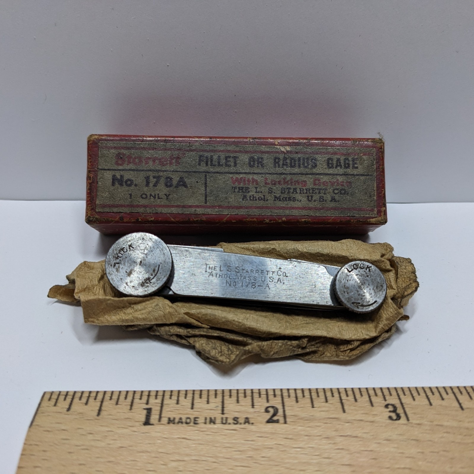Vintage STARRETT No. 178A Fillet Radius Gage Machinist Tool w/ Original Box