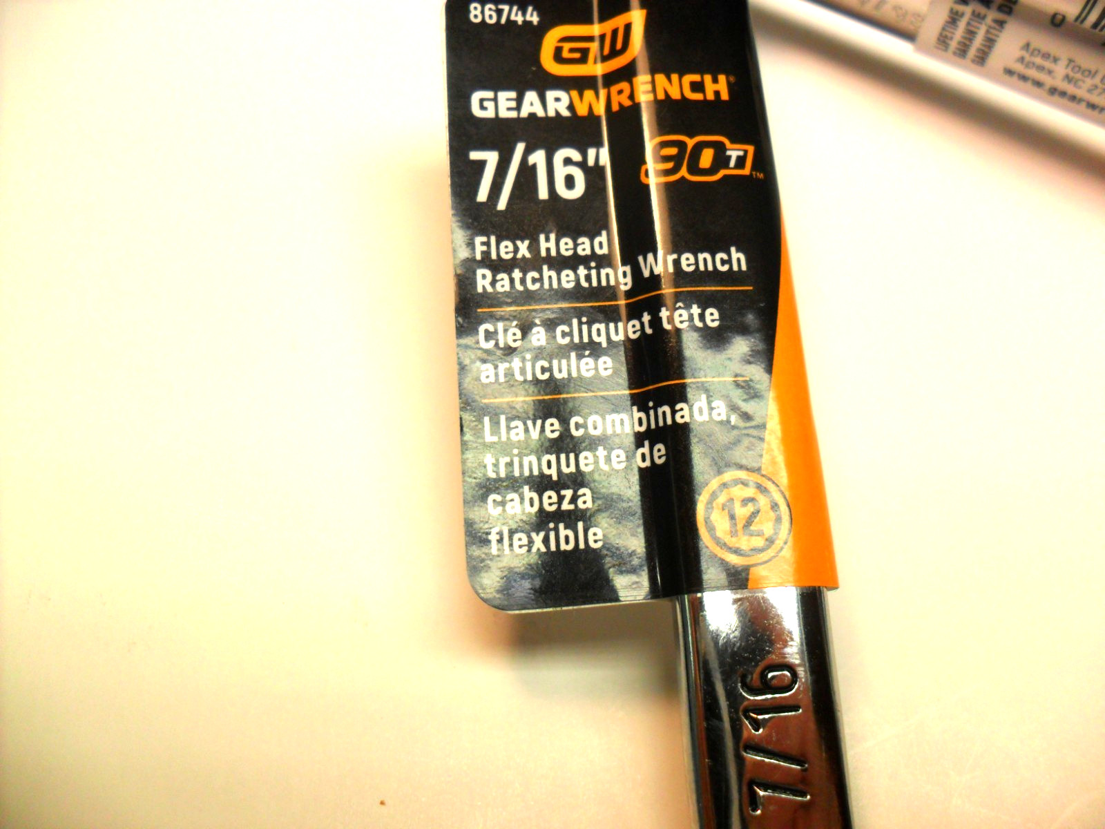 QTY 2-GEARWRENCH-7/16″-86744 90-Tooth 12 Point Flex Head Ratcheting Combination