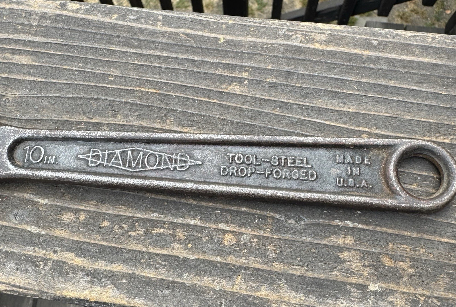 Vintage 10” Diamond Calk Horseshoe Co Adjustable Wrench USA Black Oxide