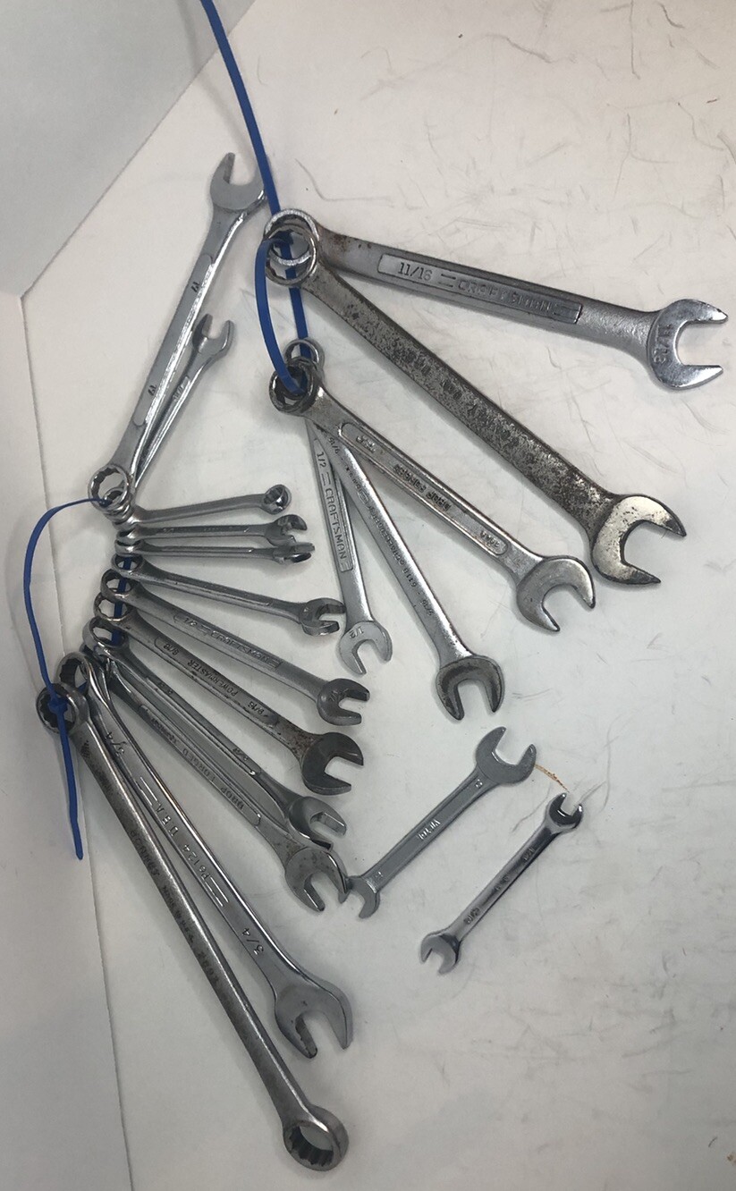 Lot Of 19 Wrenches Craftsman Powermaster Challenger Bonney Victor Drop Forged