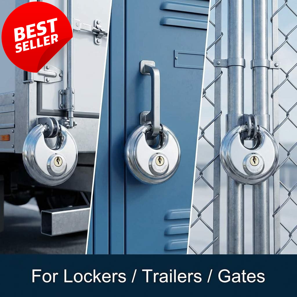 Heavy Duty Steel Disc Padlock Keyed 3/8″ Shackle Storage Unit Shed – US