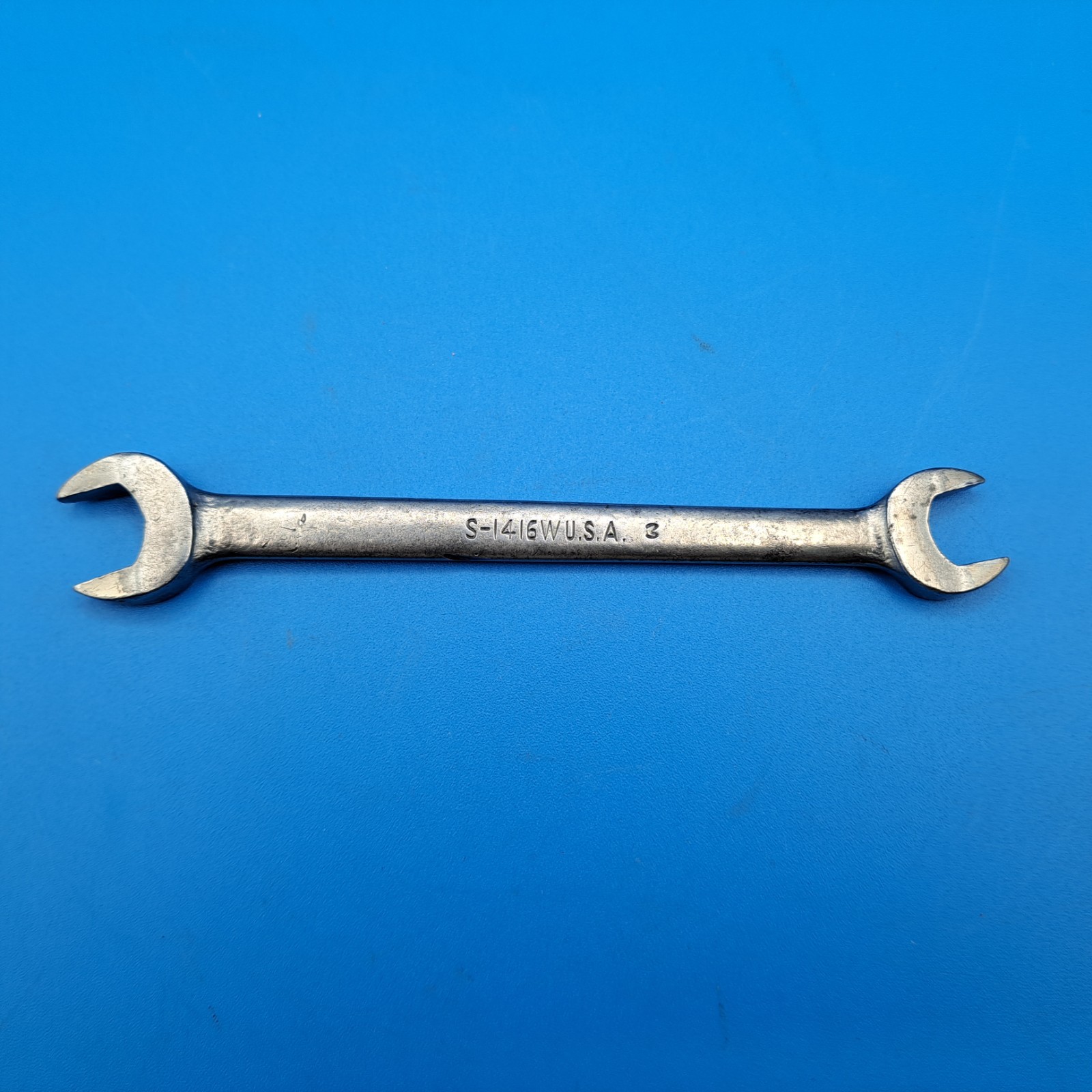 Vintage Snap-on 7/16 x 1/2 Wedge-Grip Open End Wrench, No S-1416W, 1953, USA