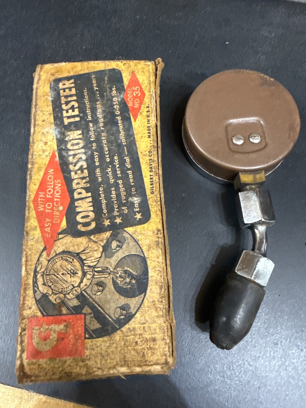 Compression Tester Model No. 35 Gilbert Davis Co Vintage Collectible