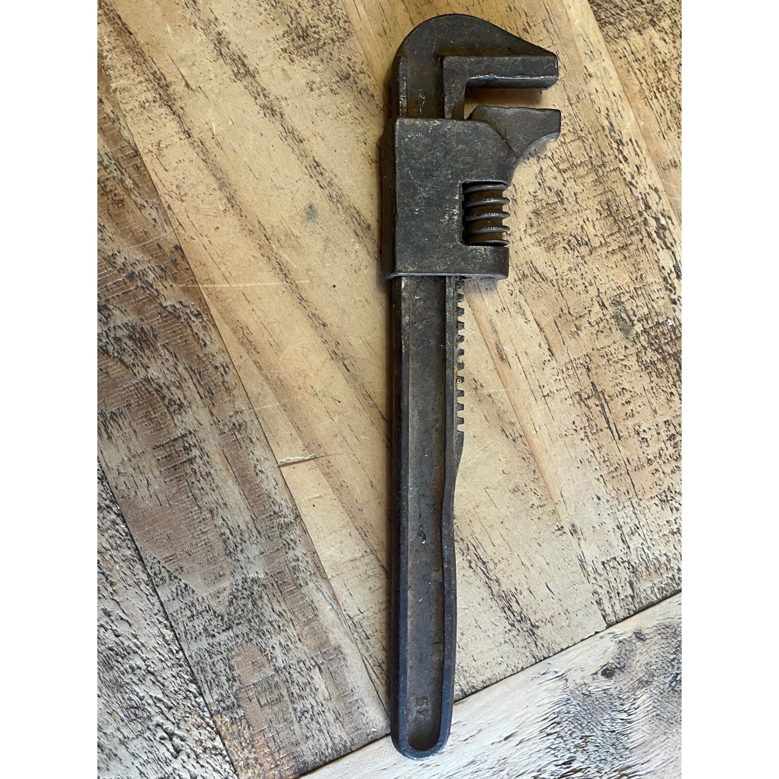 Vintage Ridgid 10 Inch Pipe Wrench and 9 Inch Auto Monkey Wrench Made in USA Lot