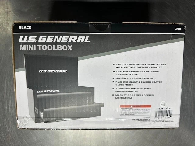 NEW Mini Steel Toolbox, Black, U.S. GENERAL FREE SHIPPING