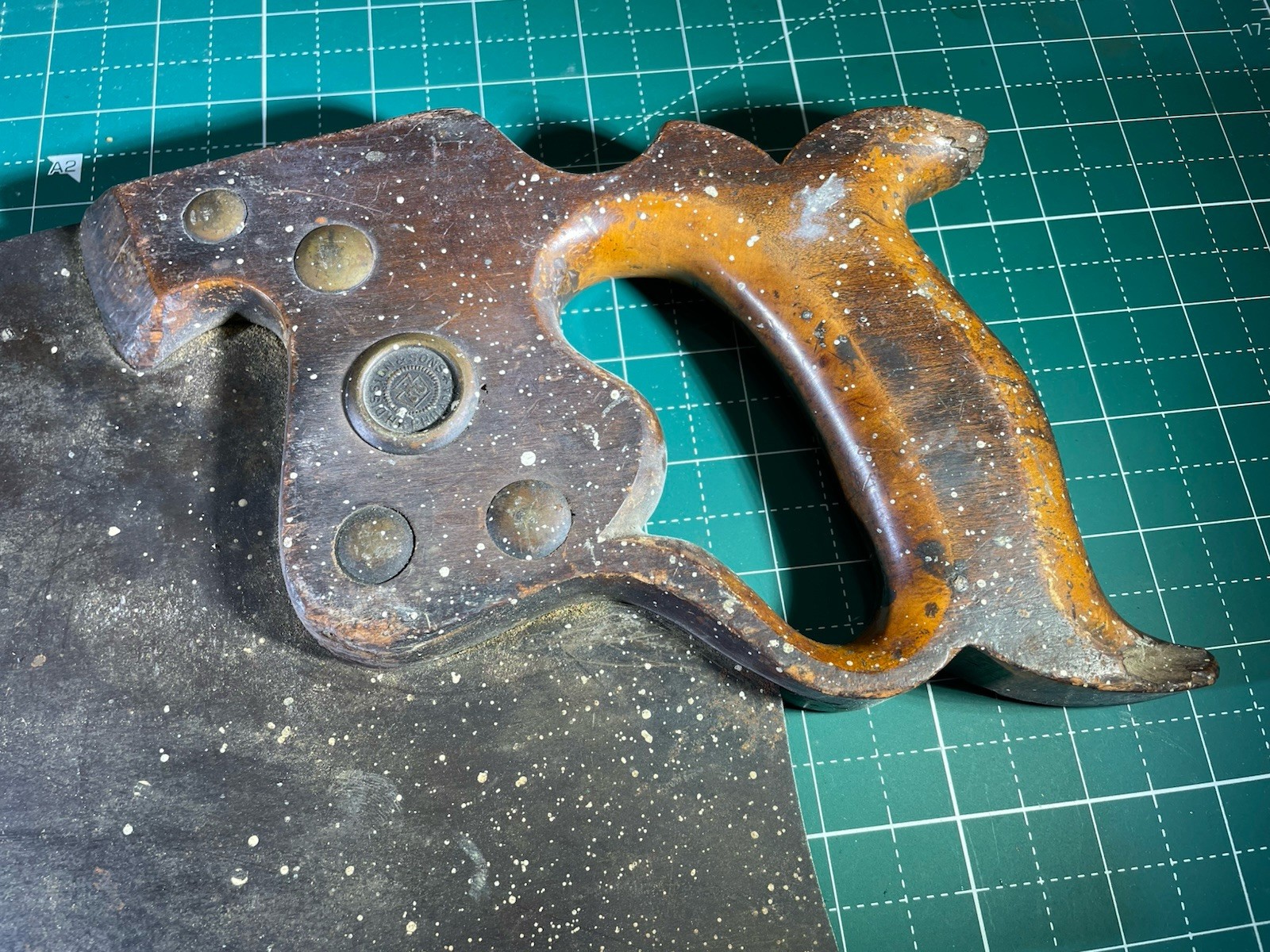 Antique 1896-1917 Disston USA D 8 Skewback 26” Handsaw Saw Tool, 7 Tpi