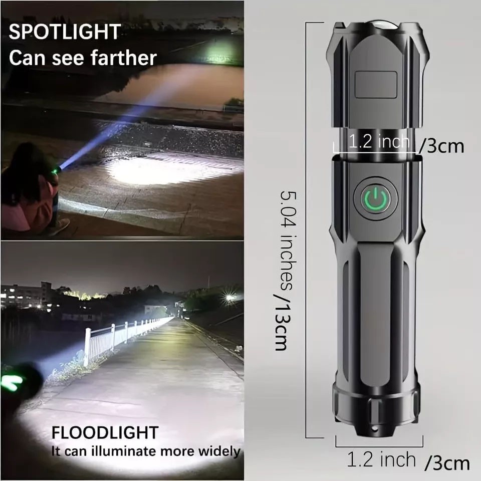 Zoom Powerful Compact LED Flashlight Pocket Torch Tactical Flashlight