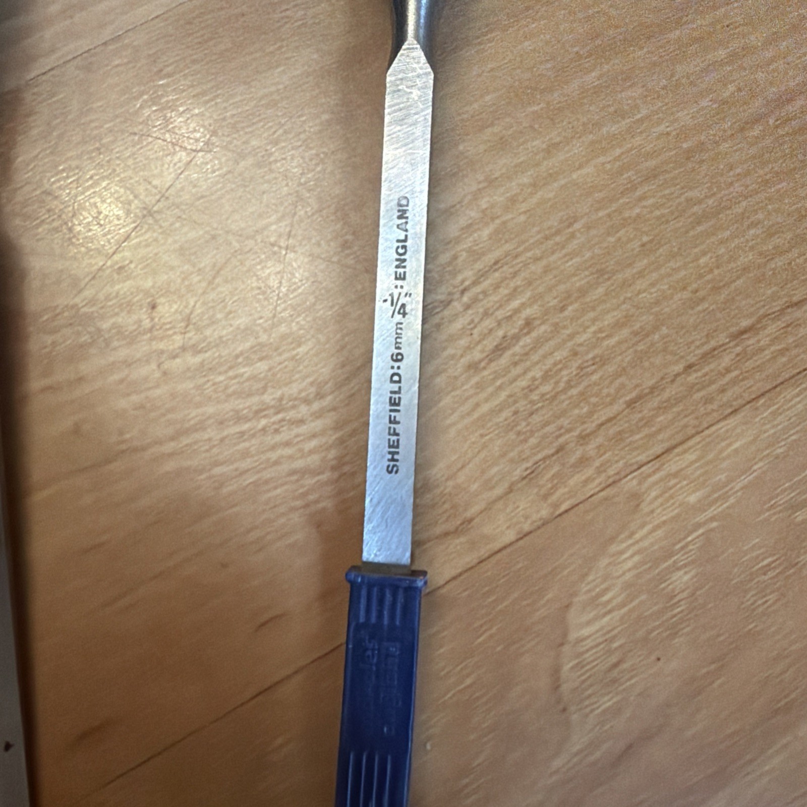 Vintage Marples Sheffield England Blue Handle Set of 4 Chisels 1/4, 1/2, 3/4 & 1