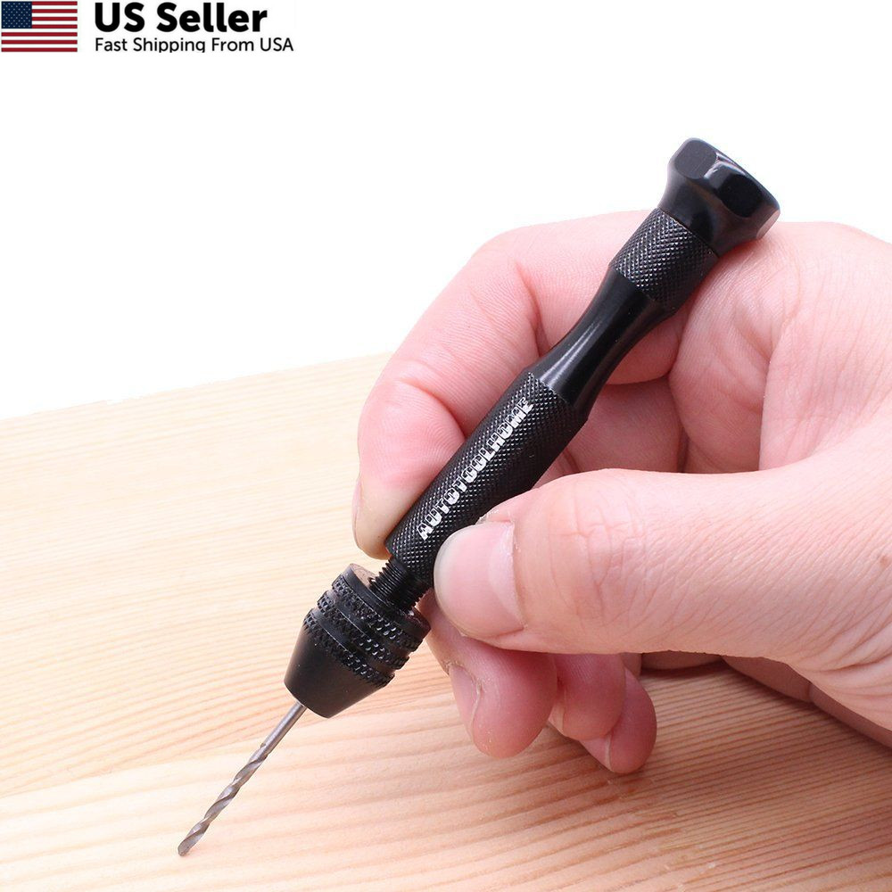 Precision Pin Vise Hand Drill with 25pcs Micro Twist Bits Set Black