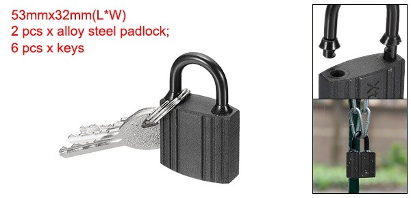 2Set Waterproof Padlocks 32mm / 1.26 Inch Alloy Steel Short Beam Locks Black