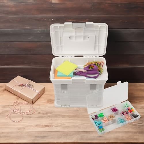 Portable Tool Box Small Parts Organizer with Drawers White