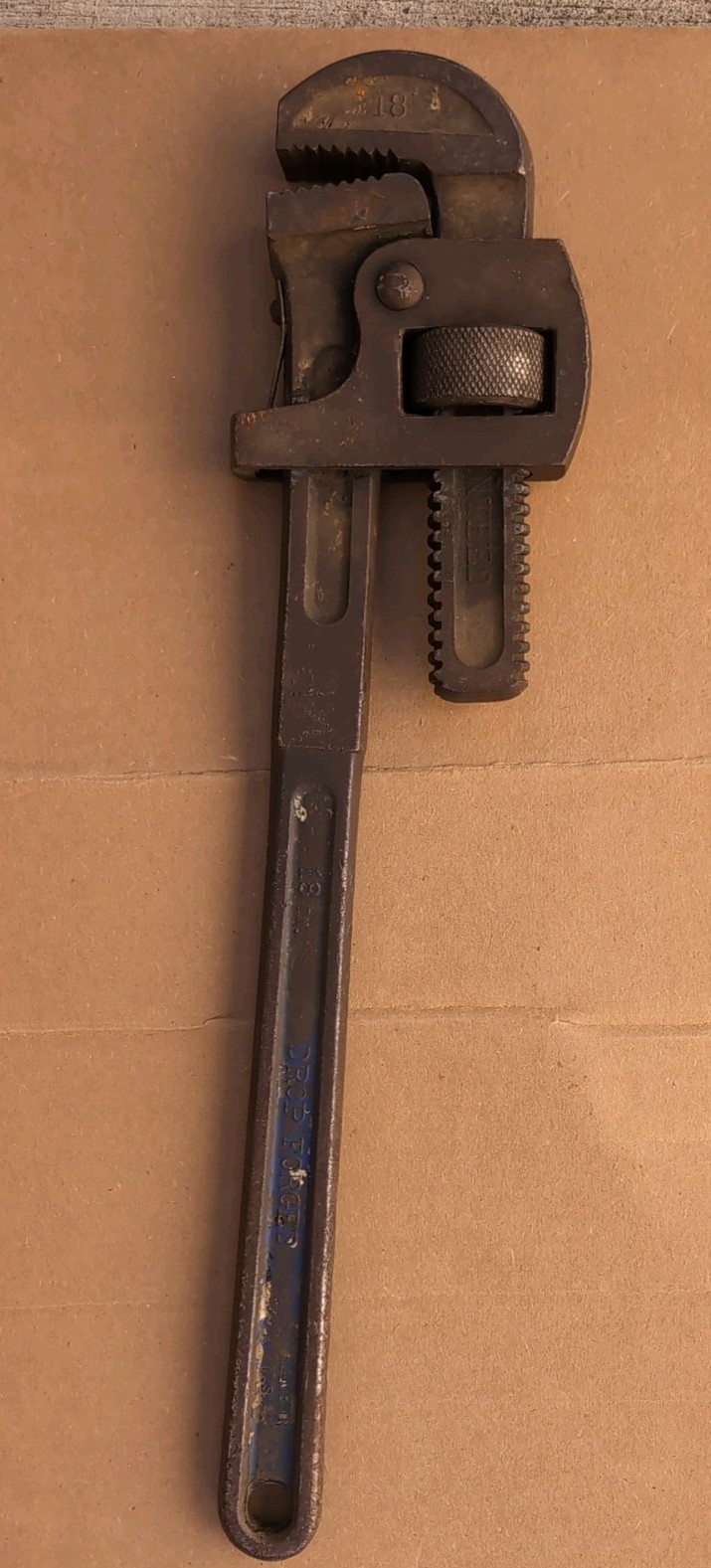 ANTIQUE 18″ DROP FORGED STEEL PIPE WRENCH LARGE HEAVY DUTY FAST FREE SHIPPING