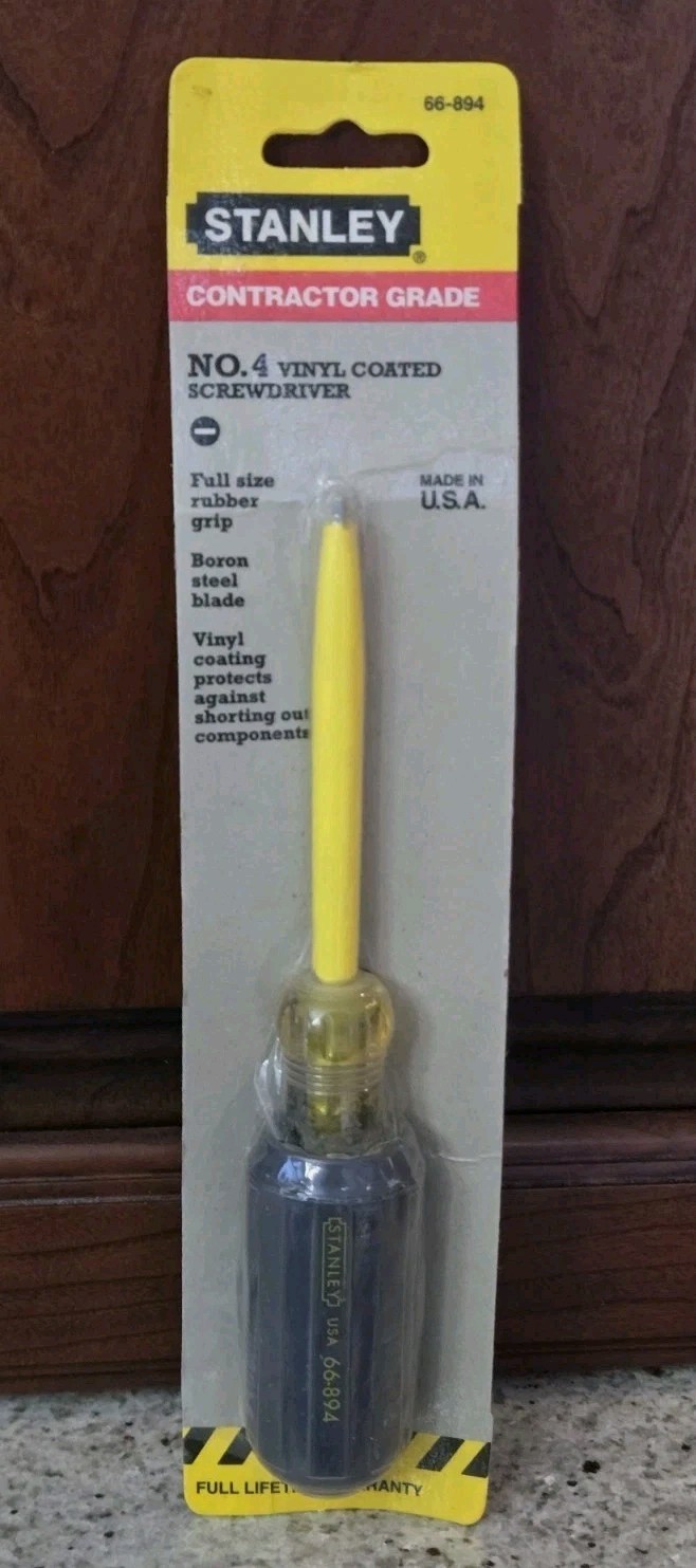 RARE VTG NEW NOS STANLEY 66-894 VINYL COATED ELECTRICIAN’S FLAT HEAD SCREWDRIVER