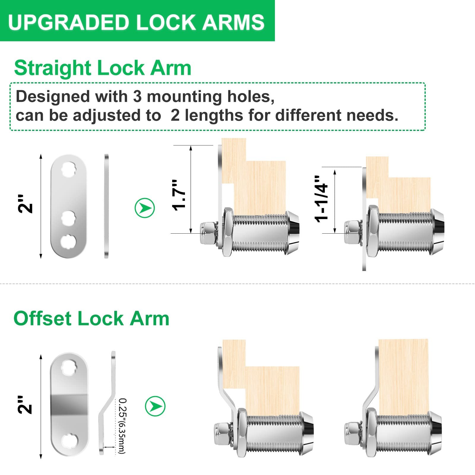 10 Pack Cabinet Lock with Keys, RV Storage Locks, 7/8” Tubular Cam Lock Keyed Al
