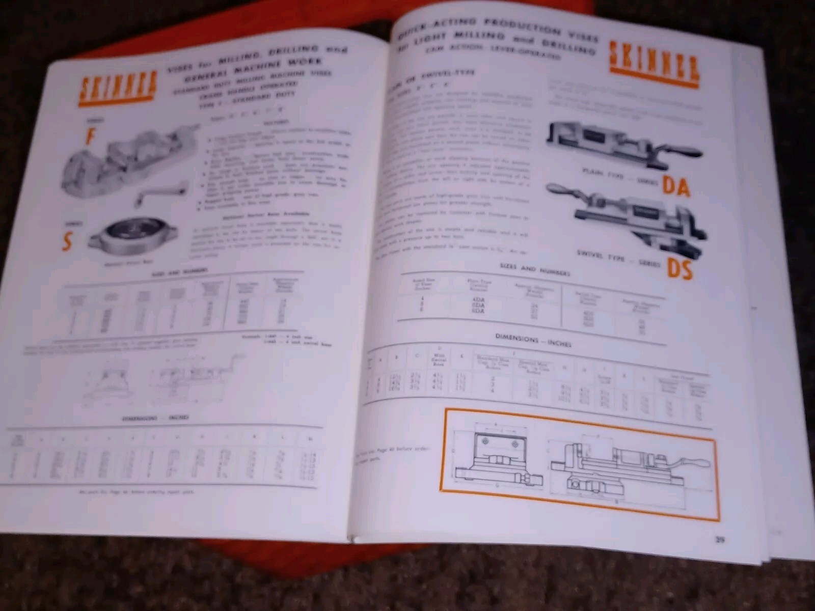 1964 SKINNER CHUCKS VISES COMPANY CATALOG #75 Hand Operated Soft Blank Top Jaws