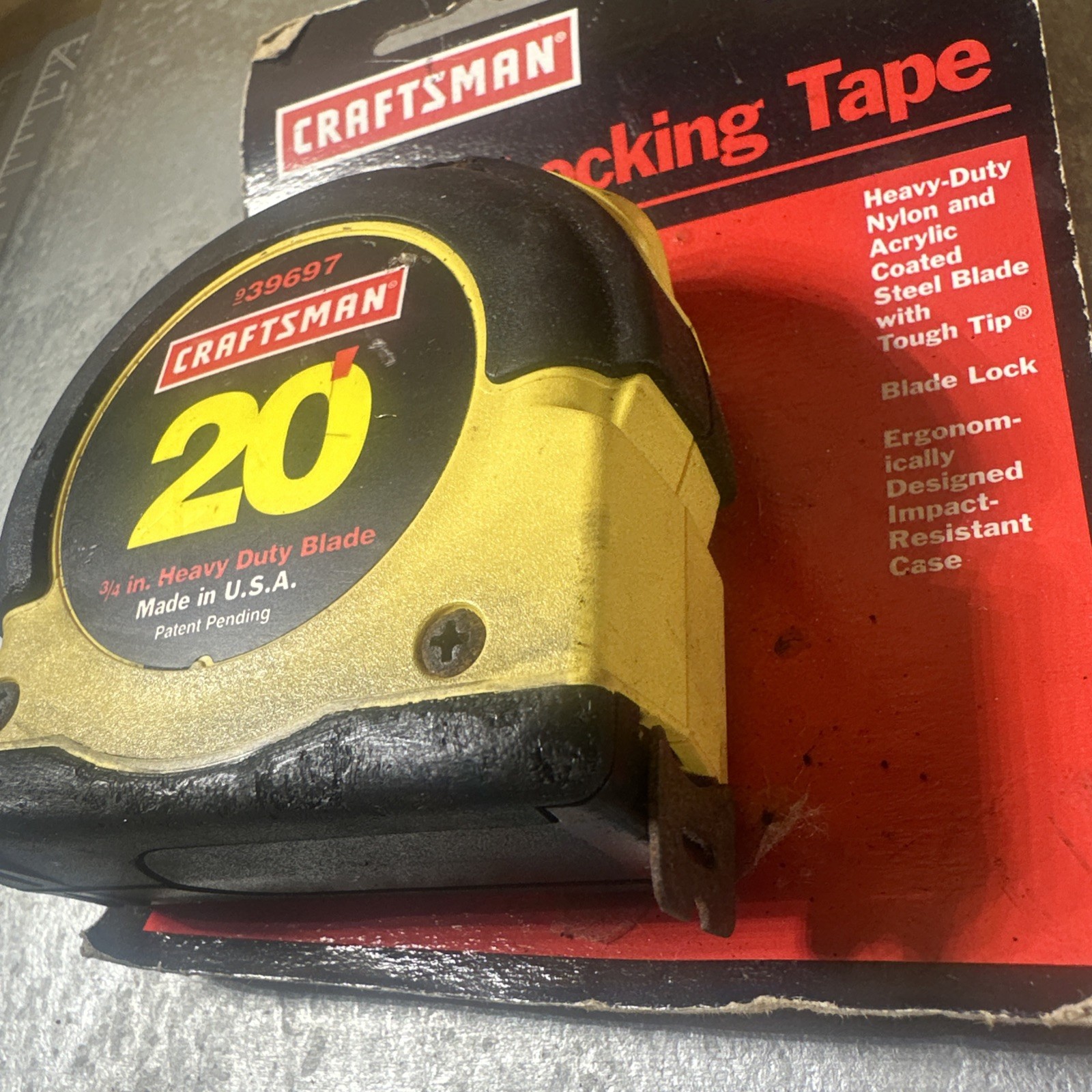 Sears Craftsman USA Nos 20ft Locking Tape Measure Rare Yellow 39697 20’