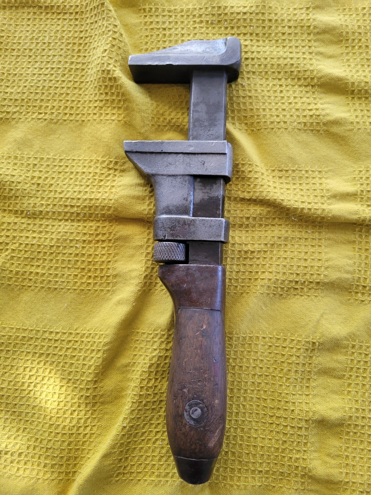Antique/Vintage 1920’s Fulton “AD” Wood Handle Monkey Wrench 10.25″, Sears