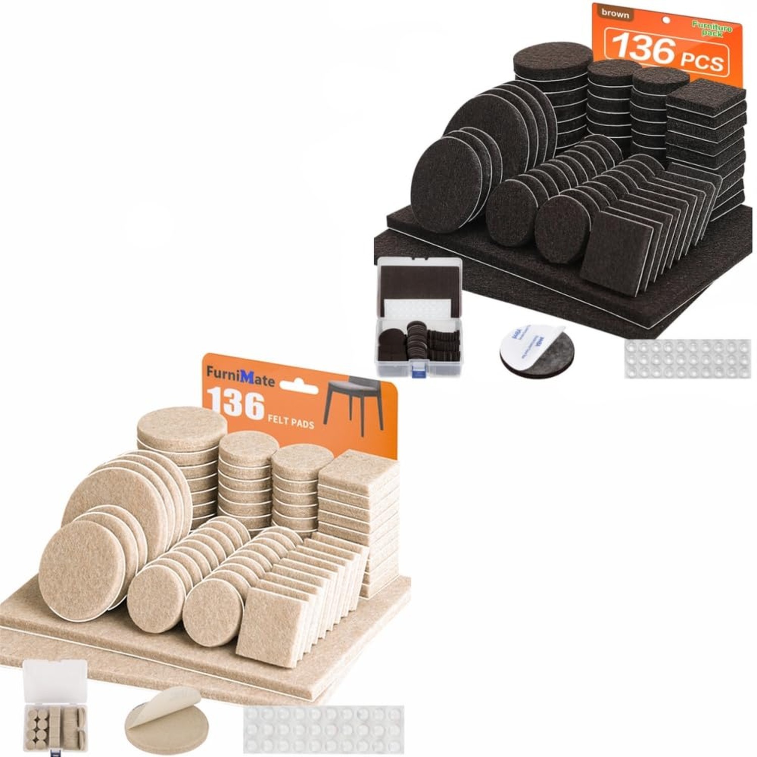 Furniture Pads 136 Pieces Pack Self Adhesive Felt Pad Brown + Furniture Pads …