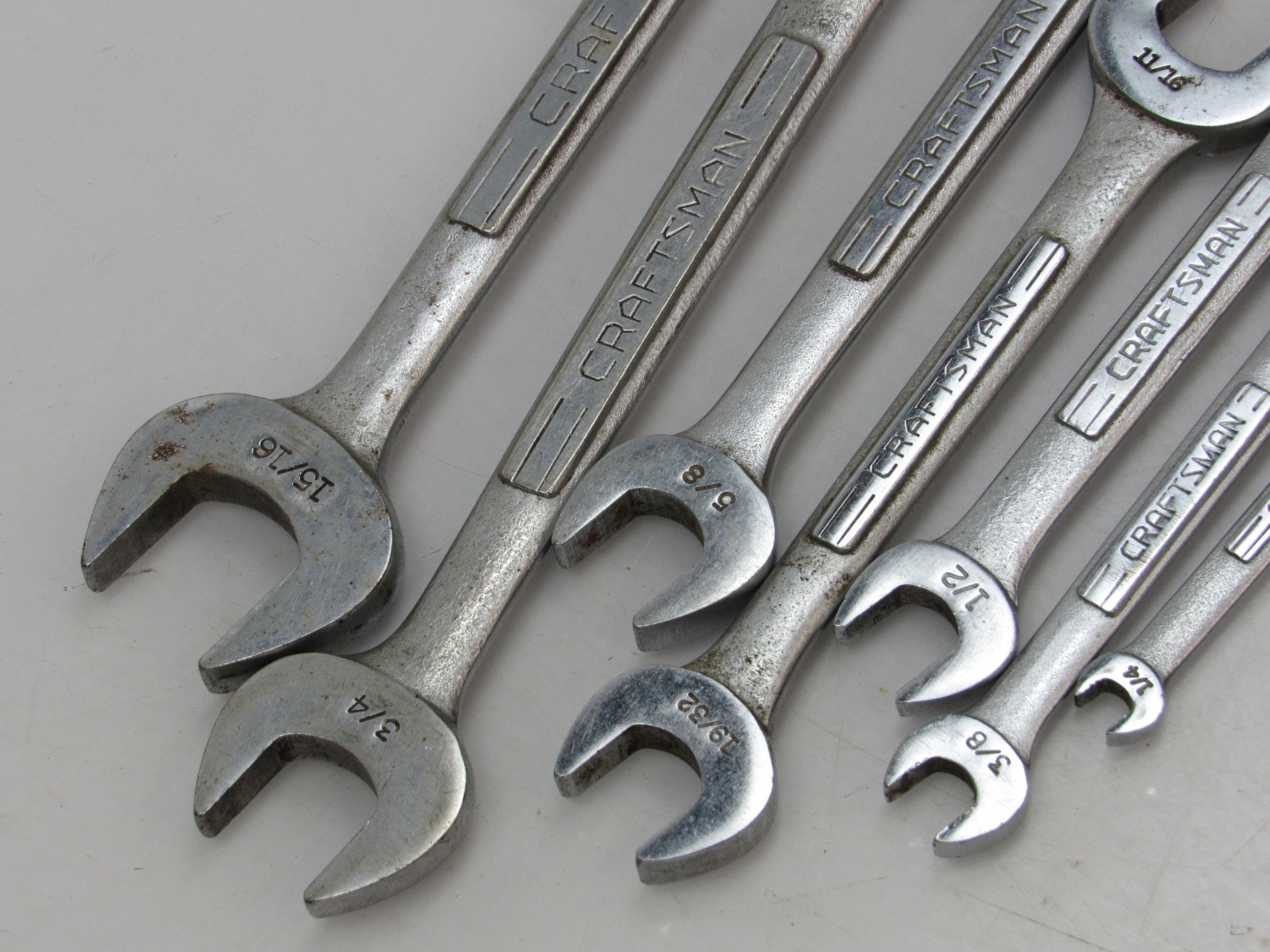 8 pc Craftsman Double Open End Wrench Set Lot Vintage SAE 1/4″ to 1″ & 7mm 9mm
