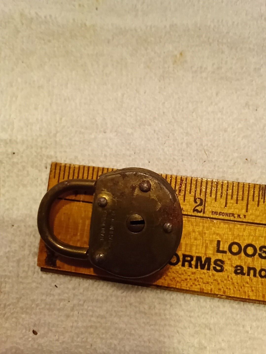 Vintage SMALL CORBIN PADLOCK brass Pat’d 10-30-06 USA thin NO KEY LOCKED Lock