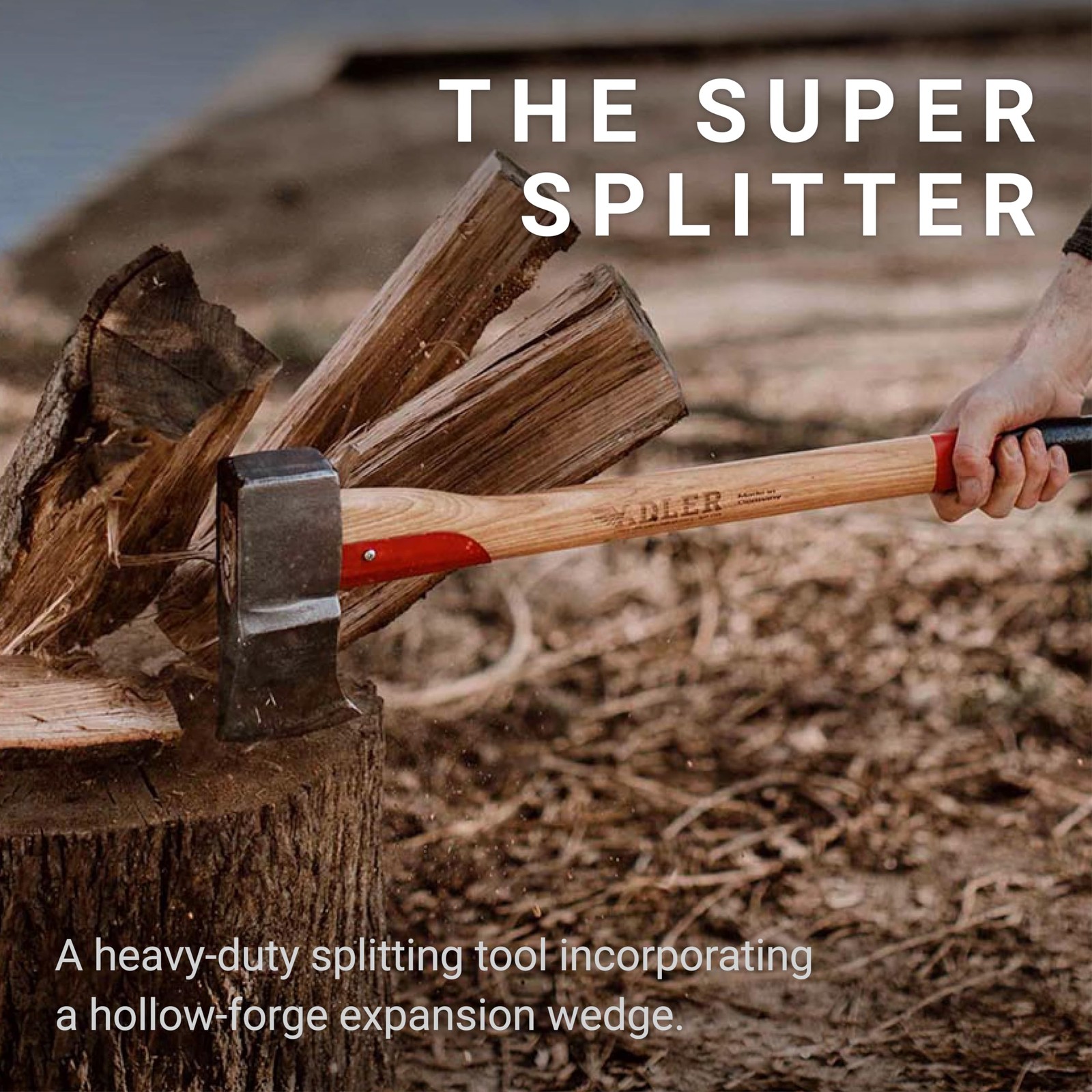Adler Super Splitter – German Forged Splitting Axe, 6.2 lb Hollow-Forged Wedg…
