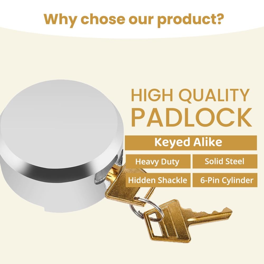 4 Pack Hidden Shackle Padlock Keyed Alike Heavy Duty Trailer Puck Padlocks An…