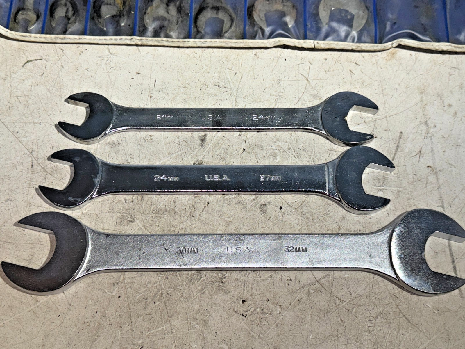 Vintage Duro/Indestro Chrome Metric Open End Wrench Set #84300 – 10 Piece 8-32mm