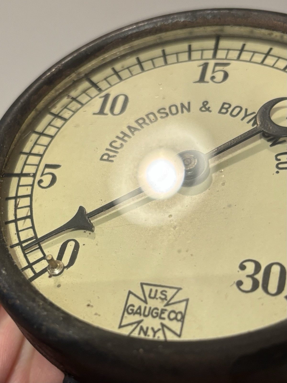Antique Richardson & Boynton Co U.S. GAUGE N.Y. Pat. 1906 Pressure Gauge