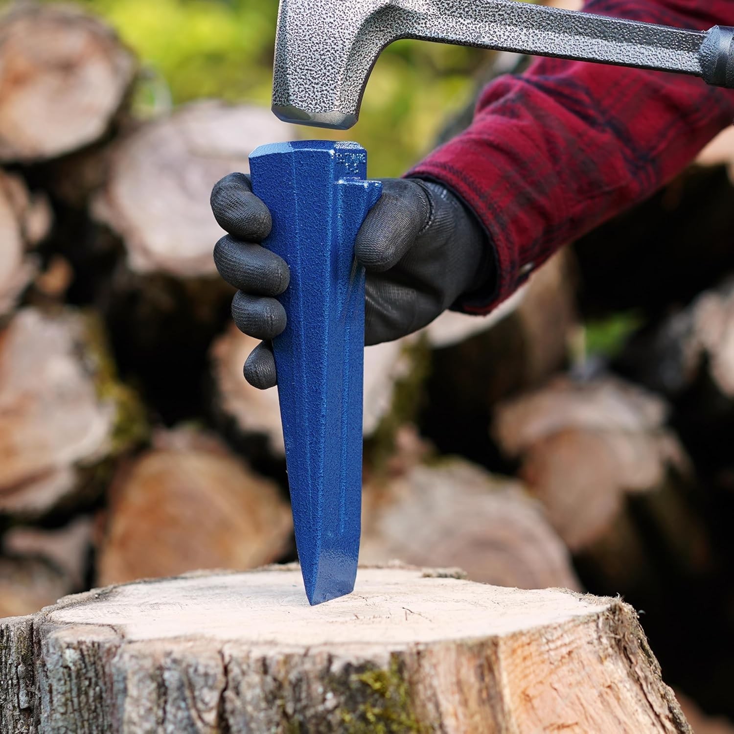 Wood Splitting Wedge 5lb Forged Steel Firewood Tool with Taper Head & Fins