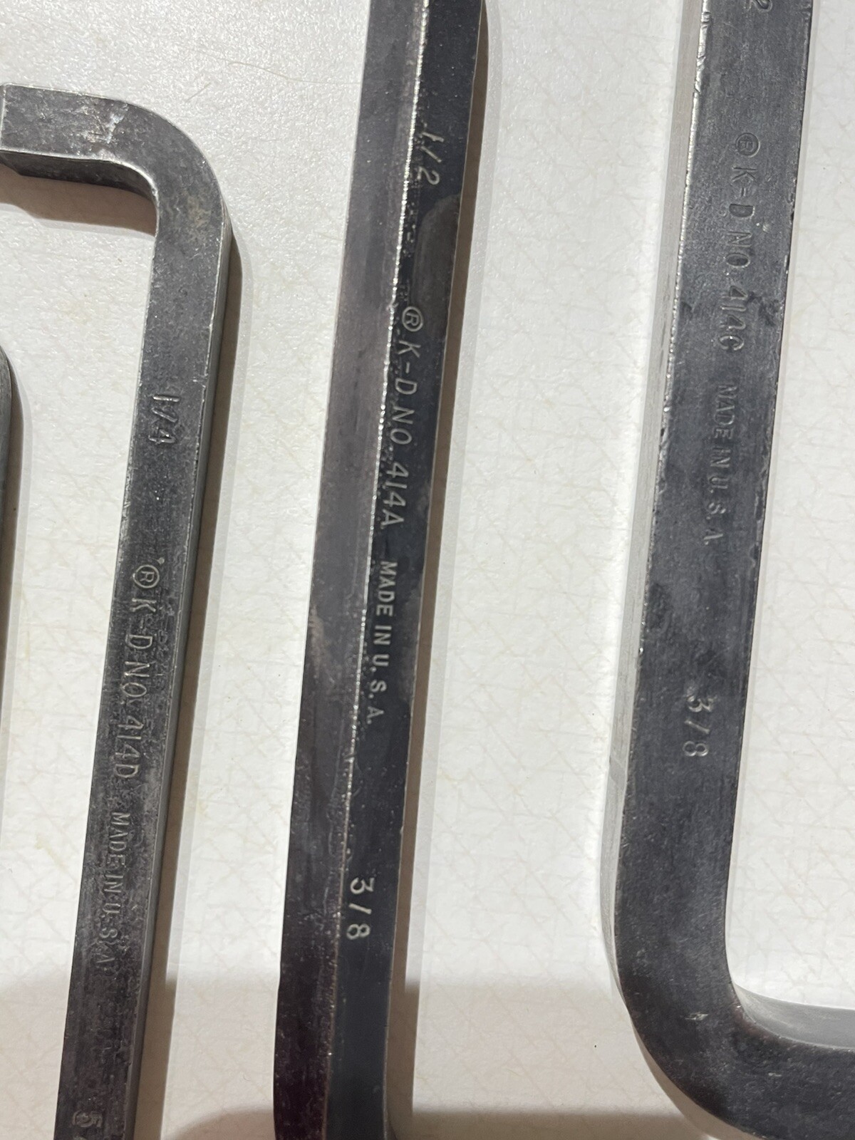 VTG. K-D VERY RARE HEX CRANK WRENCH SET OF 4 414A,B, C, D, 1/2 3/8 Dr.