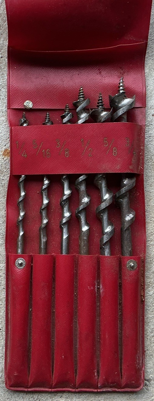 Vintage Dunlap 6 Pc wood auger drill bit set W/case
