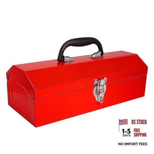 Metal Tool Box with Carry Handle for hold Common Tools | Easy to Carry, 16″