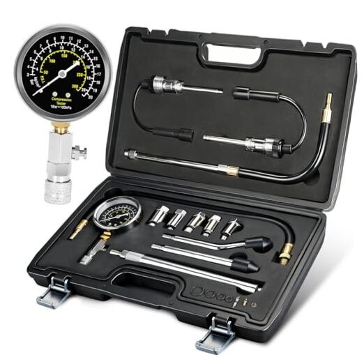 13pcs Compression Tester with Spark Plug Tester – 300PSI Engine Normal