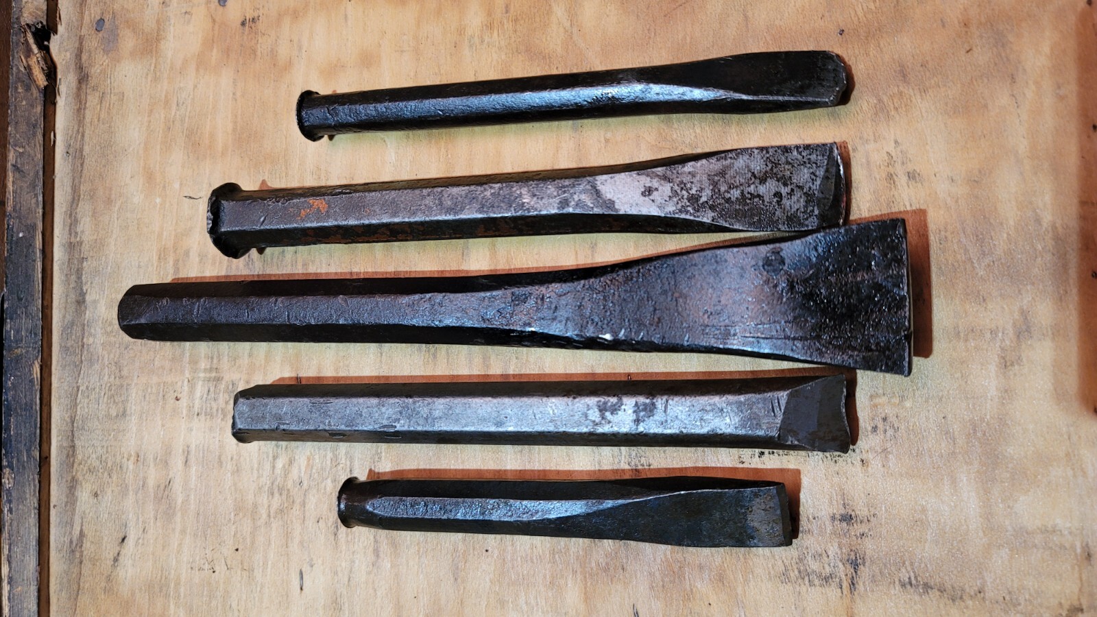 Lot of 5 Vintage Misc. Cold Chisels Steam-Punk 5″ – 9.5″ Length