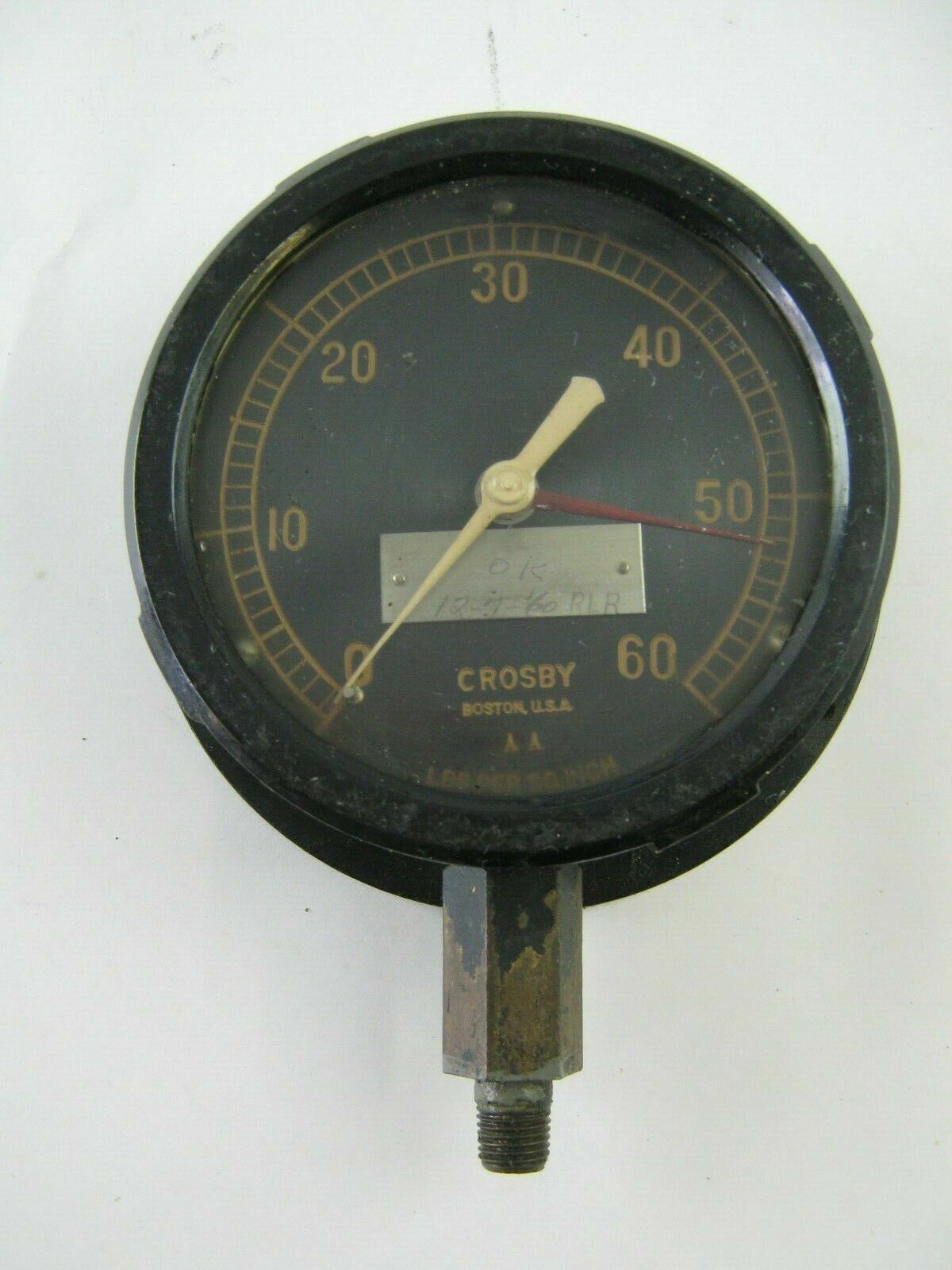 Vintage 5 1/8″ Crosby Steam Gauge & Valve Co Boston 60 PSI PHENOLIC PLASTIC