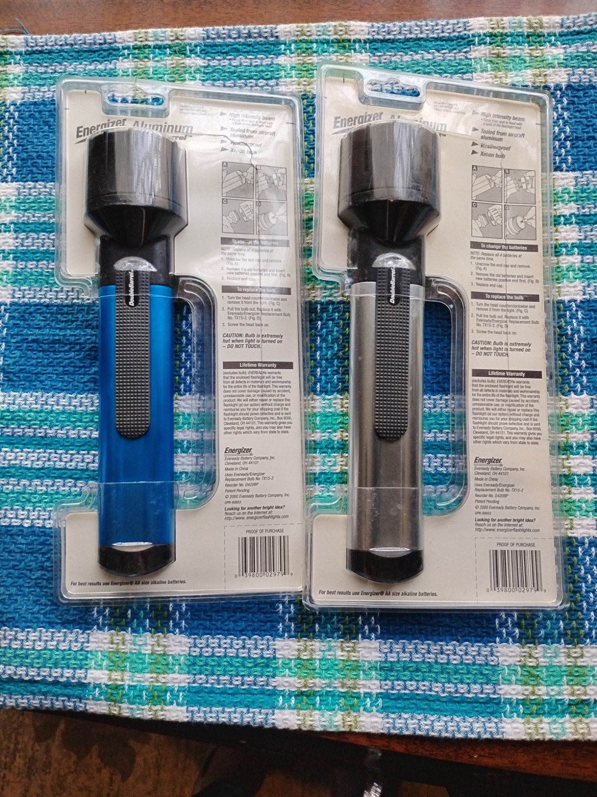 2 Energizer D420B Double Barrel Aluminum Flashlight HTF Discontinued 4AA Model