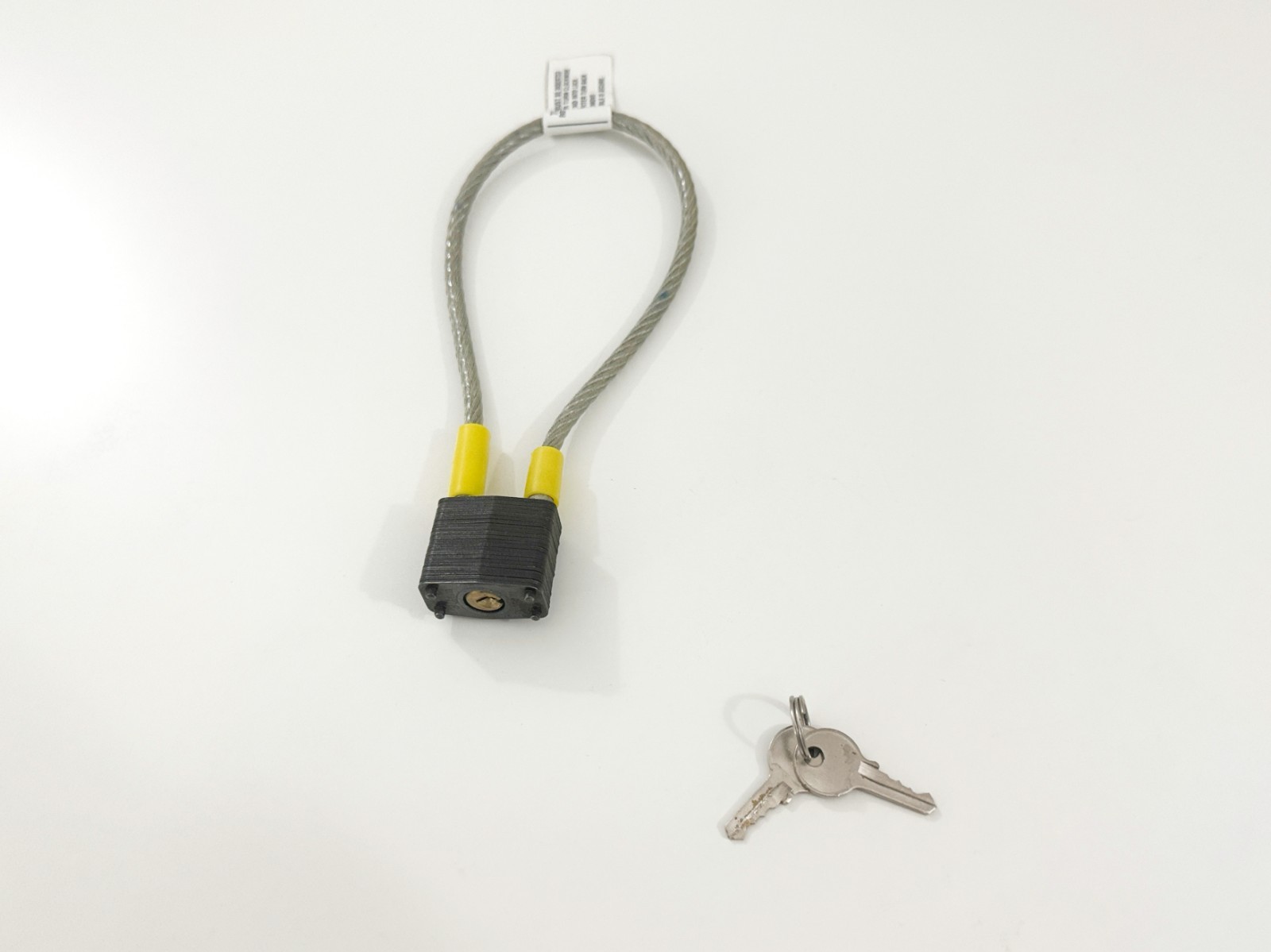 Plain Clear Rubber Line Steel Wire Padlock and Key Set Silver