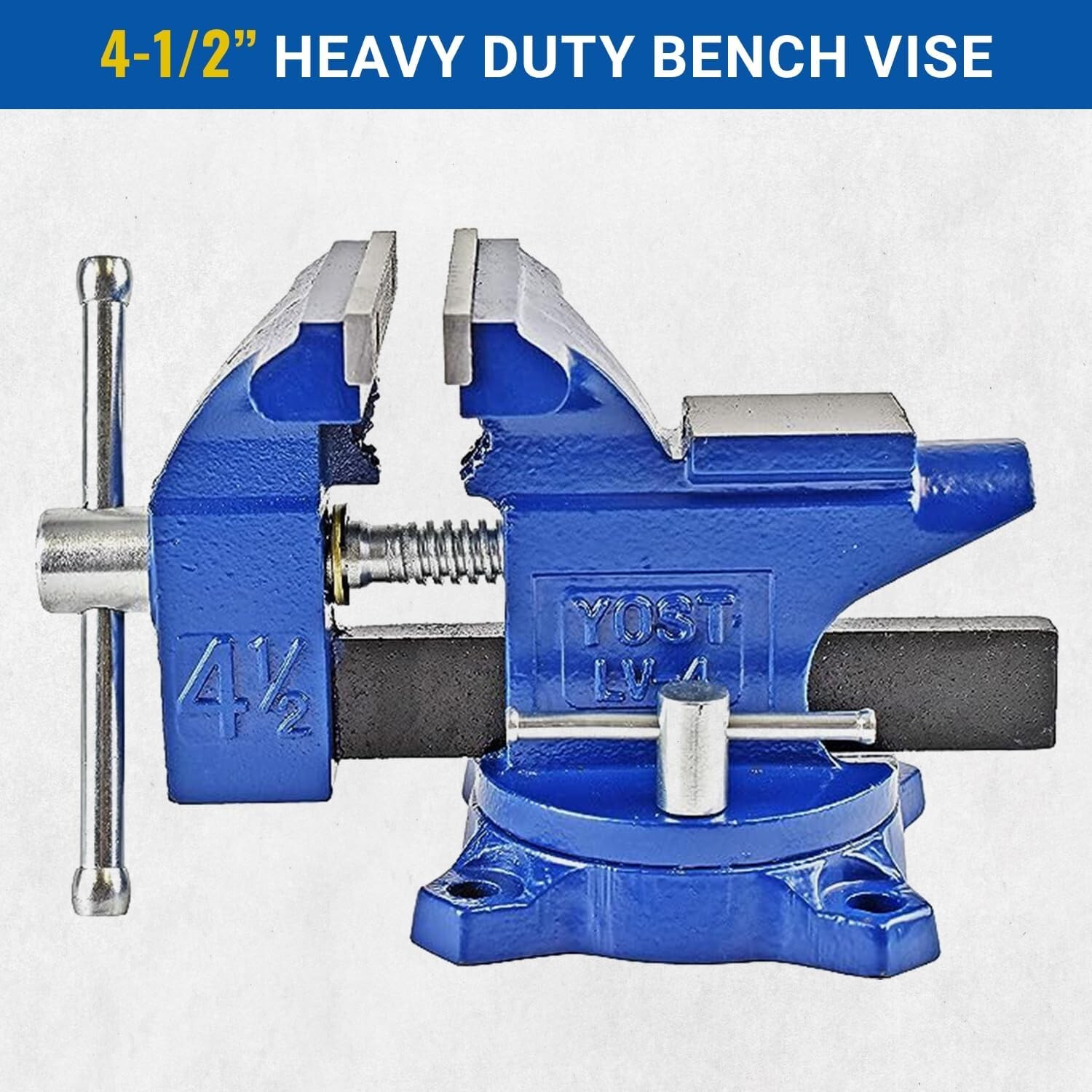 Vises LV-4 Homeowner’s Vise: 4.5 Inch Jaw Width, Blue Swivel Base for Stability