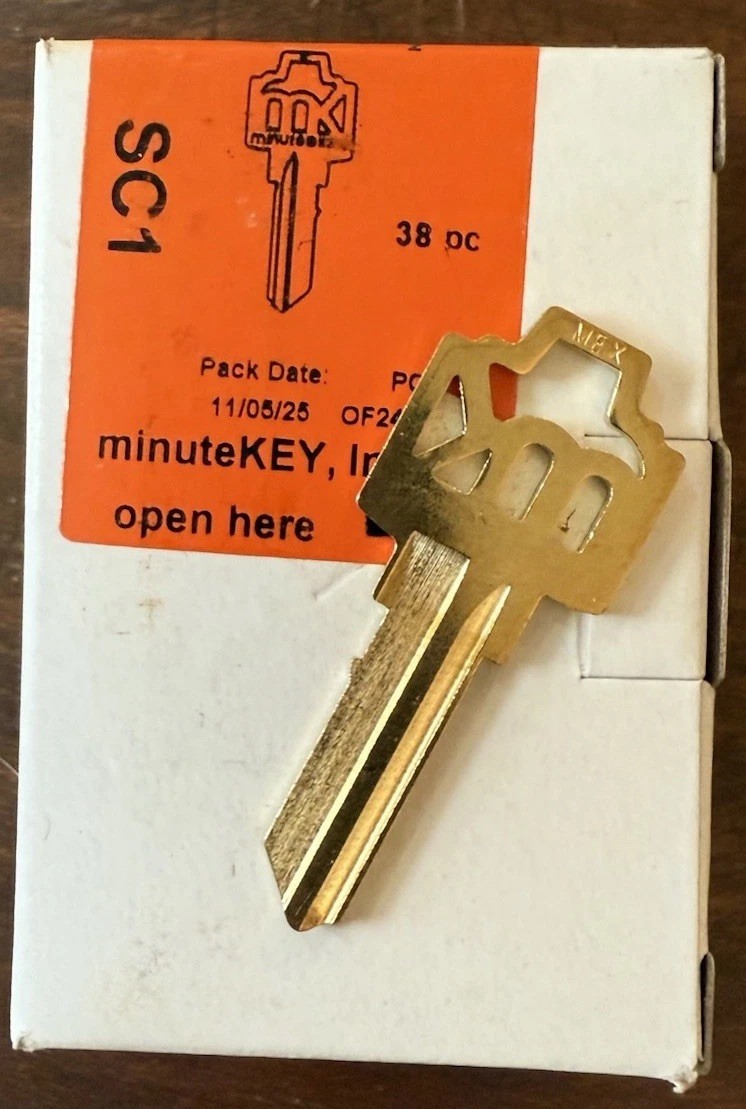 SC1 Key Brass Holes MinuteKey Inc 38 Blank Pieces