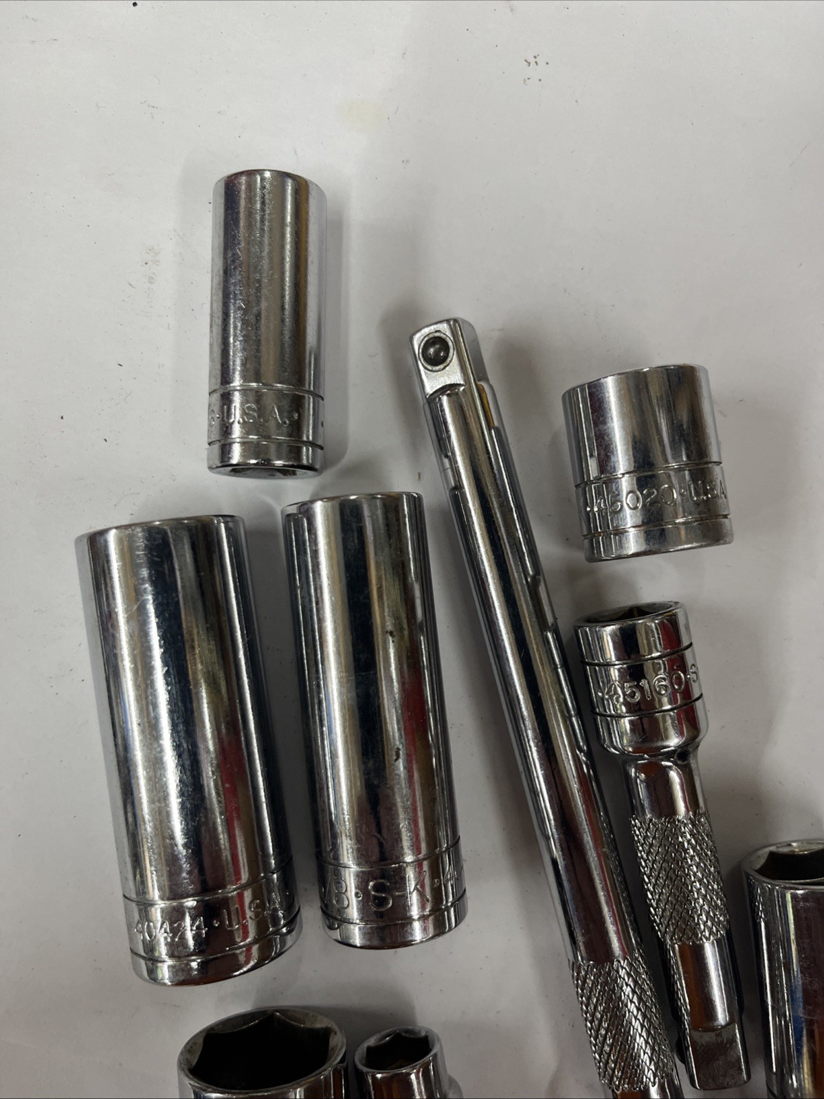 12 PIECE LOT S-K USA Socket Lot SAE 6 POINT 3/8 1/2 9/16 5/8 3/4 EXT BIN F/S