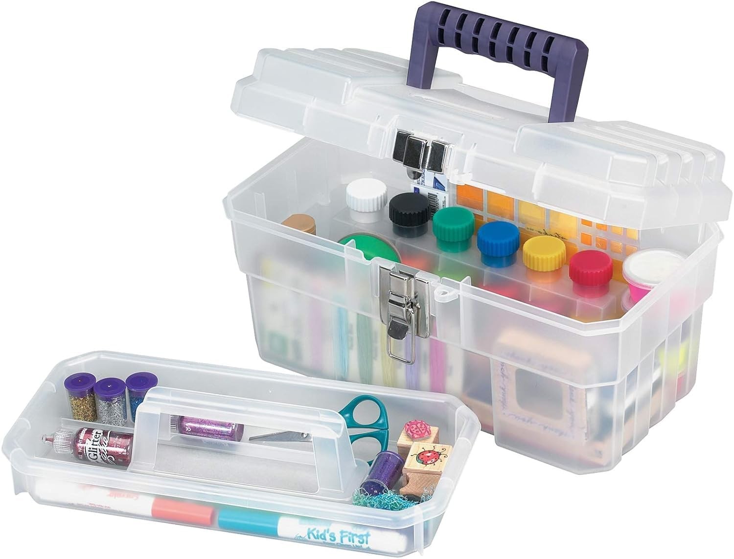 Clear Plastic Toolbox with Removable Tray & Steel Latch