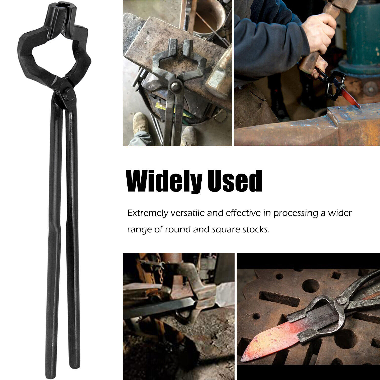 16″ Z V-Bit Tongs Blacksmith Tongs & Knife Making Blacksmiths’ Hammer 1.5kg Set