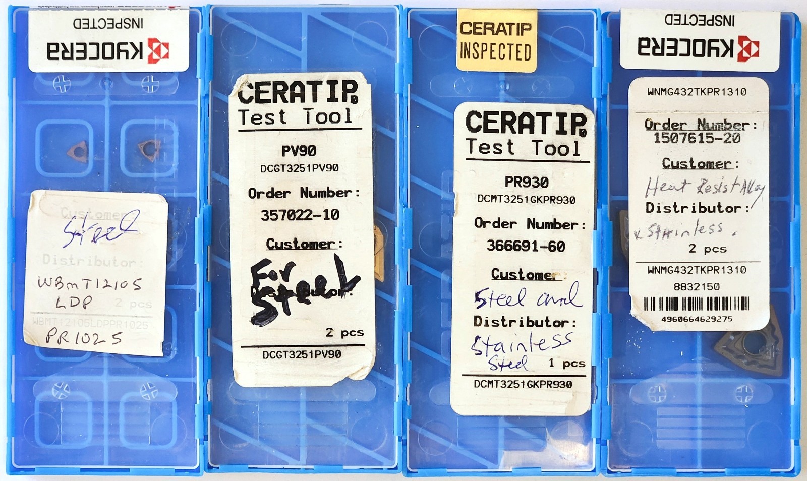 LOT OF (7) MISC. CARBIDE INSERTS FOR STEEL, STAINLESS, & HEAT RESISTANT ALLOYS